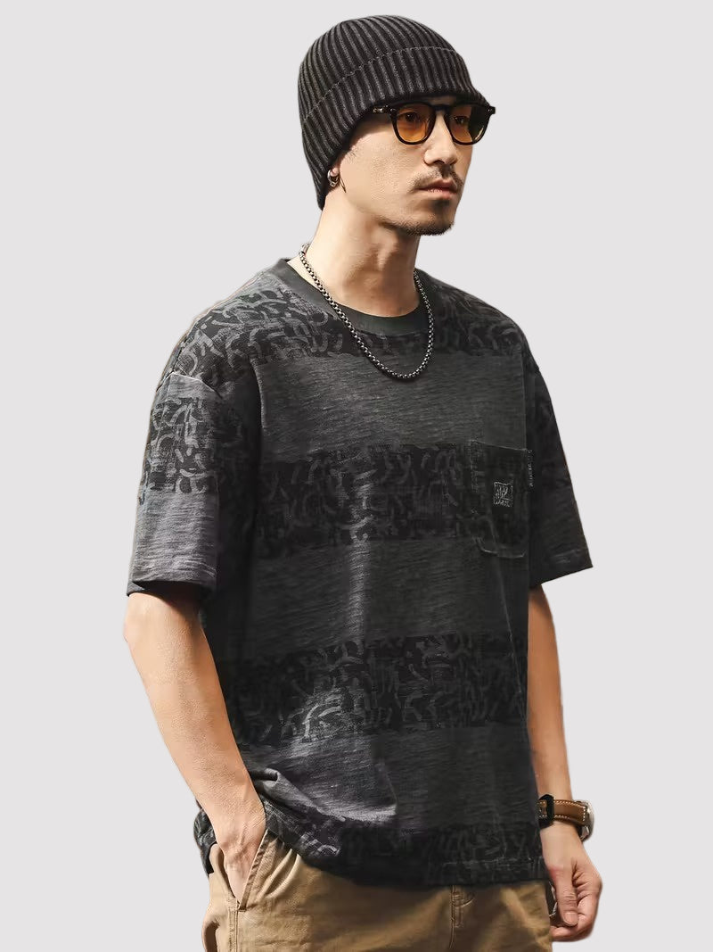 Camiseta De Manga Corta A Rayas Para Hombre