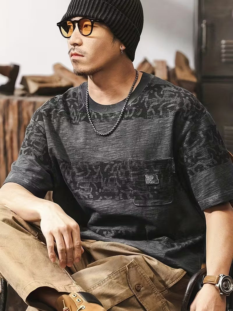 Camiseta De Manga Corta A Rayas Para Hombre