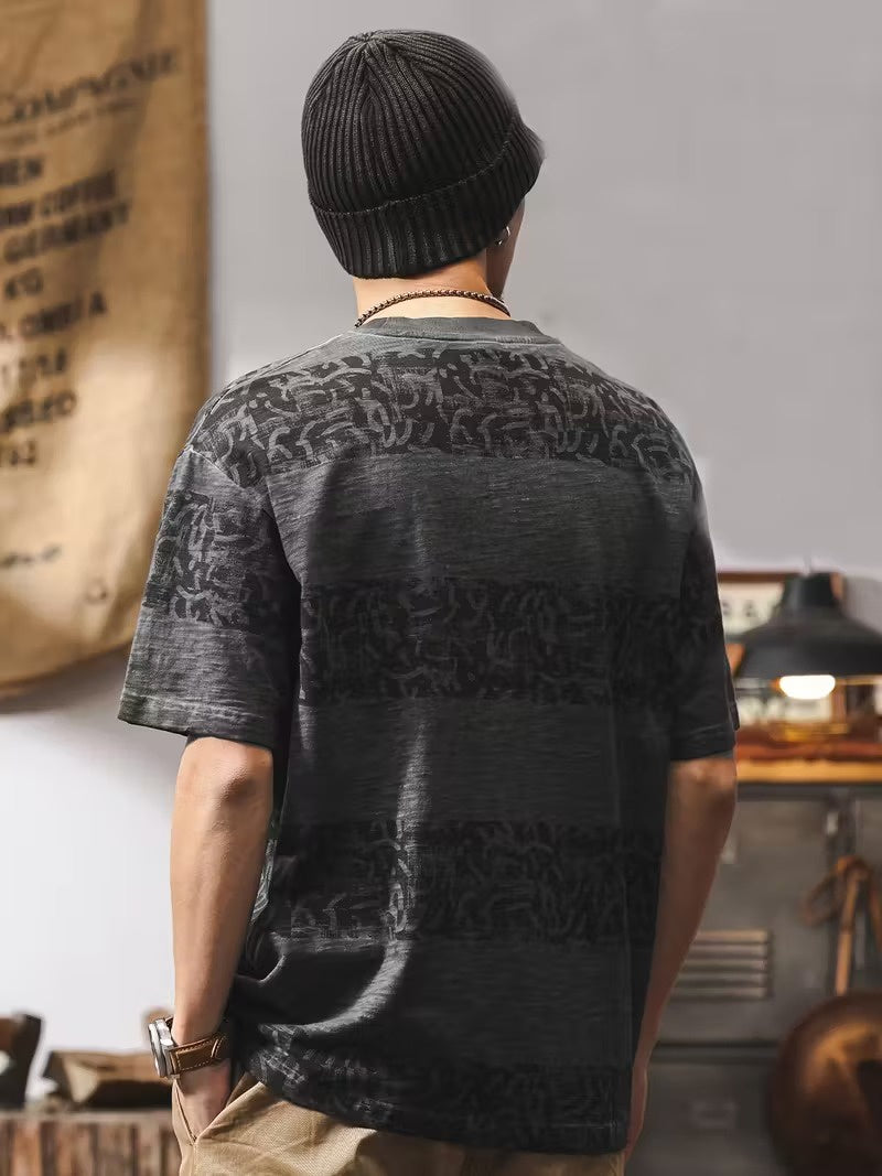 Camiseta De Manga Corta A Rayas Para Hombre