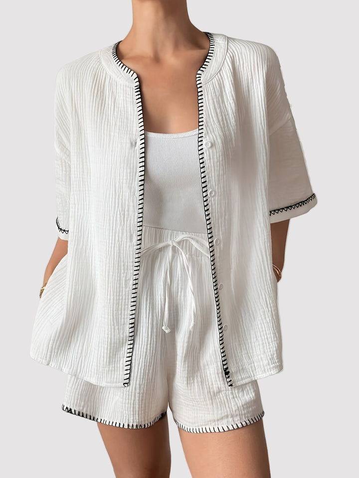 Conjunto de Dos Piezas de Mujer con Costuras