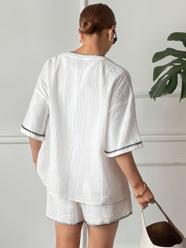 Conjunto de Dos Piezas de Mujer con Costuras