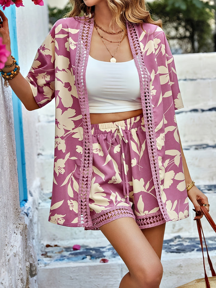 Conjunto de Dos Piezas de Mujer con Estampado Floral