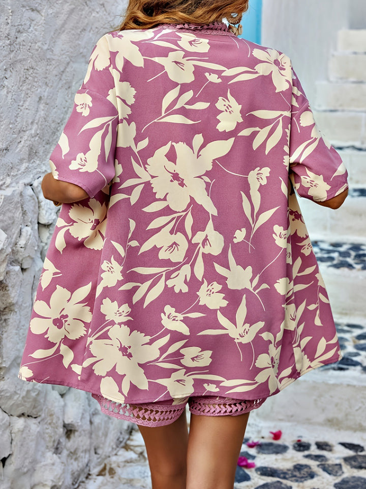 Conjunto de Dos Piezas de Mujer con Estampado Floral