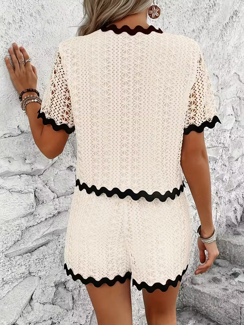 Conjunto de Dos Piezas de Mujer con Ribete