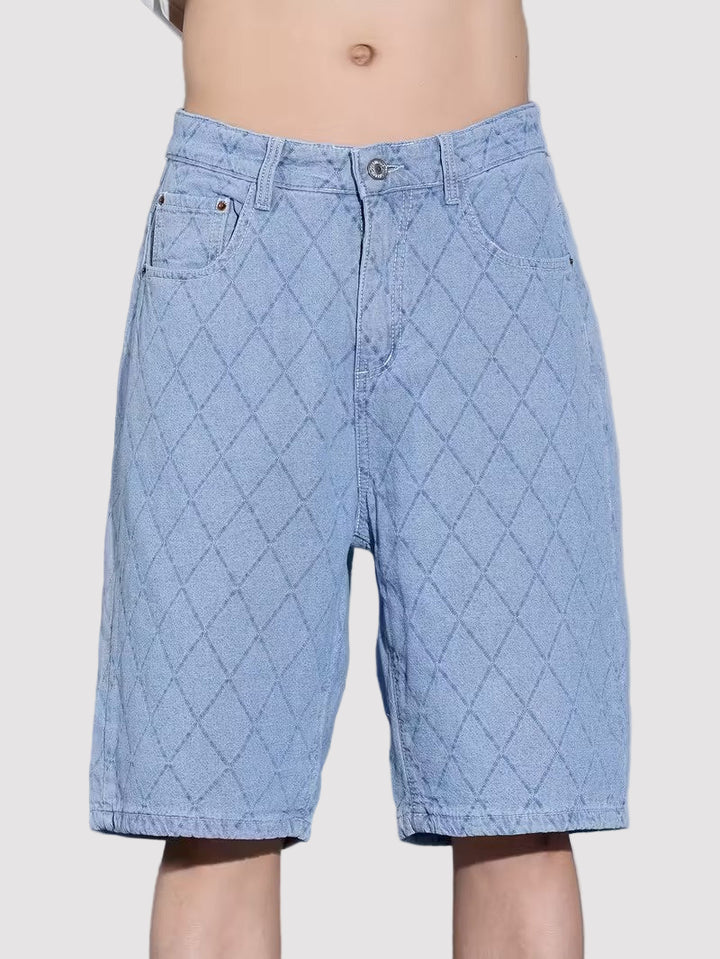 Pantalones Cortos con Patrón de Diamantes para Hombre