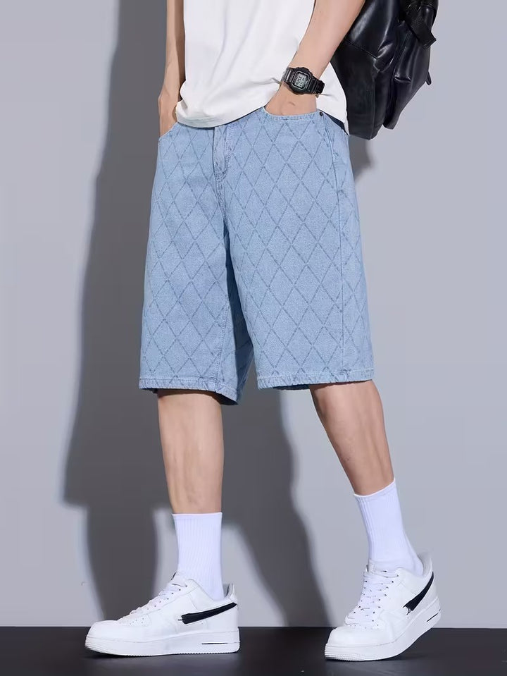 Pantalones Cortos con Patrón de Diamantes para Hombre