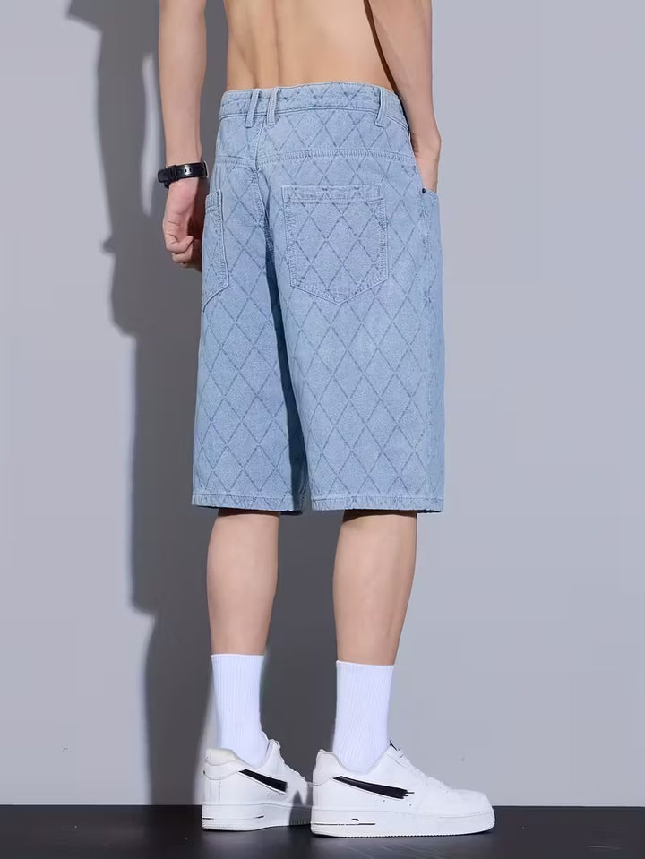 Pantalones Cortos con Patrón de Diamantes para Hombre