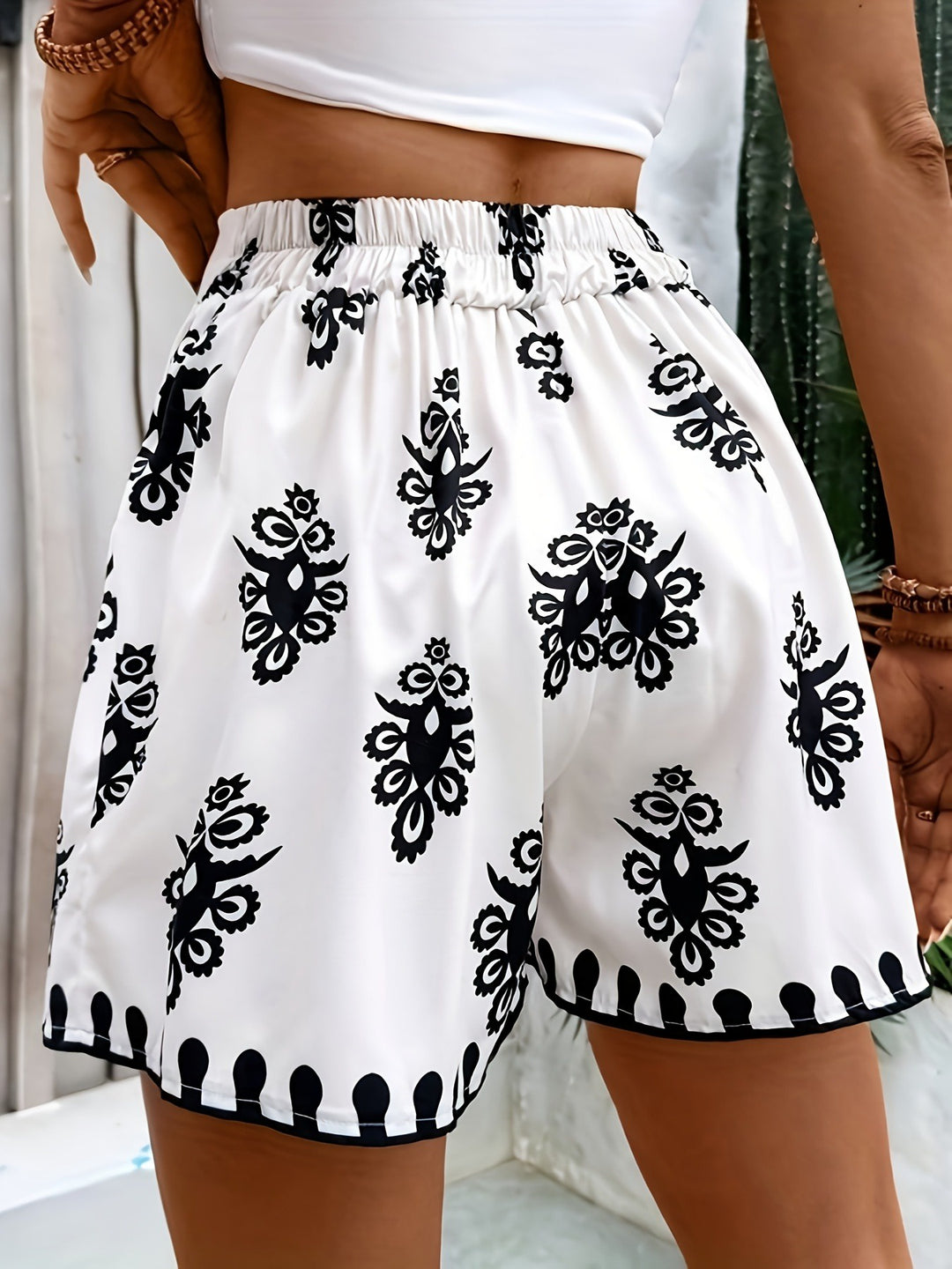 Pantalones Cortos de Mujer de Tiro Alto con Estampado