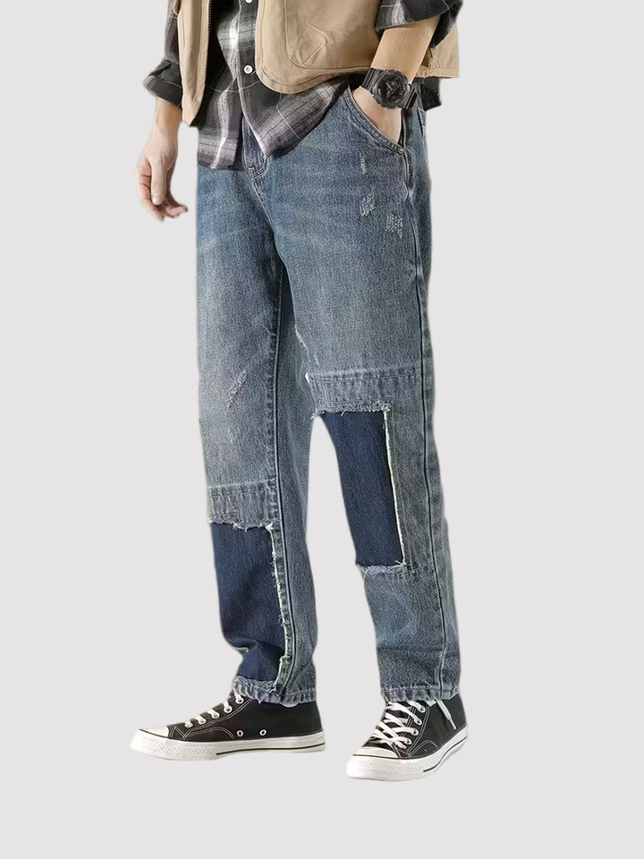 Pantalones de Mezclilla Patchwork para Hombre